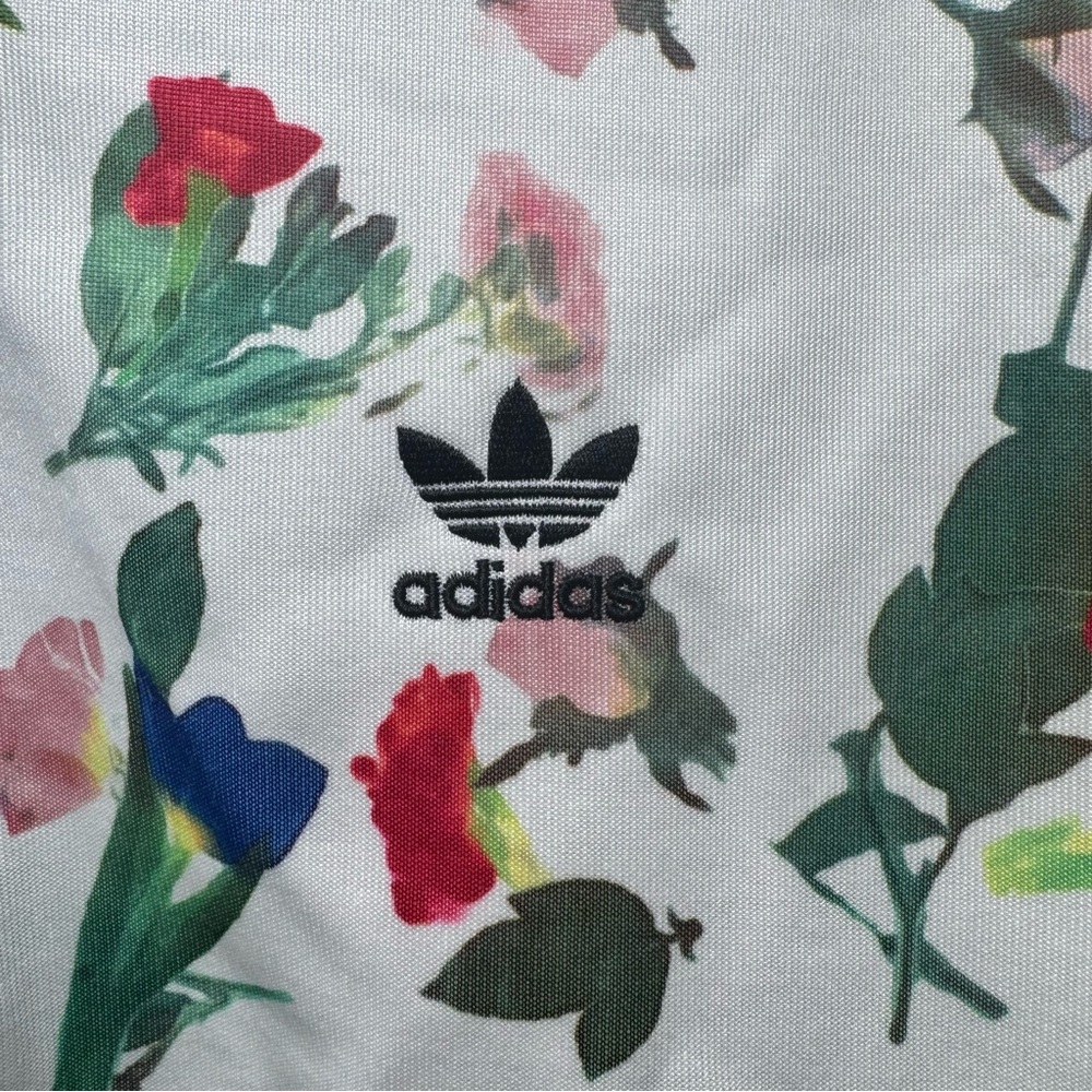 Adidas Originals Floral Track Jacket | Cropped Zip-Up | Size L - Picture 8 of 13